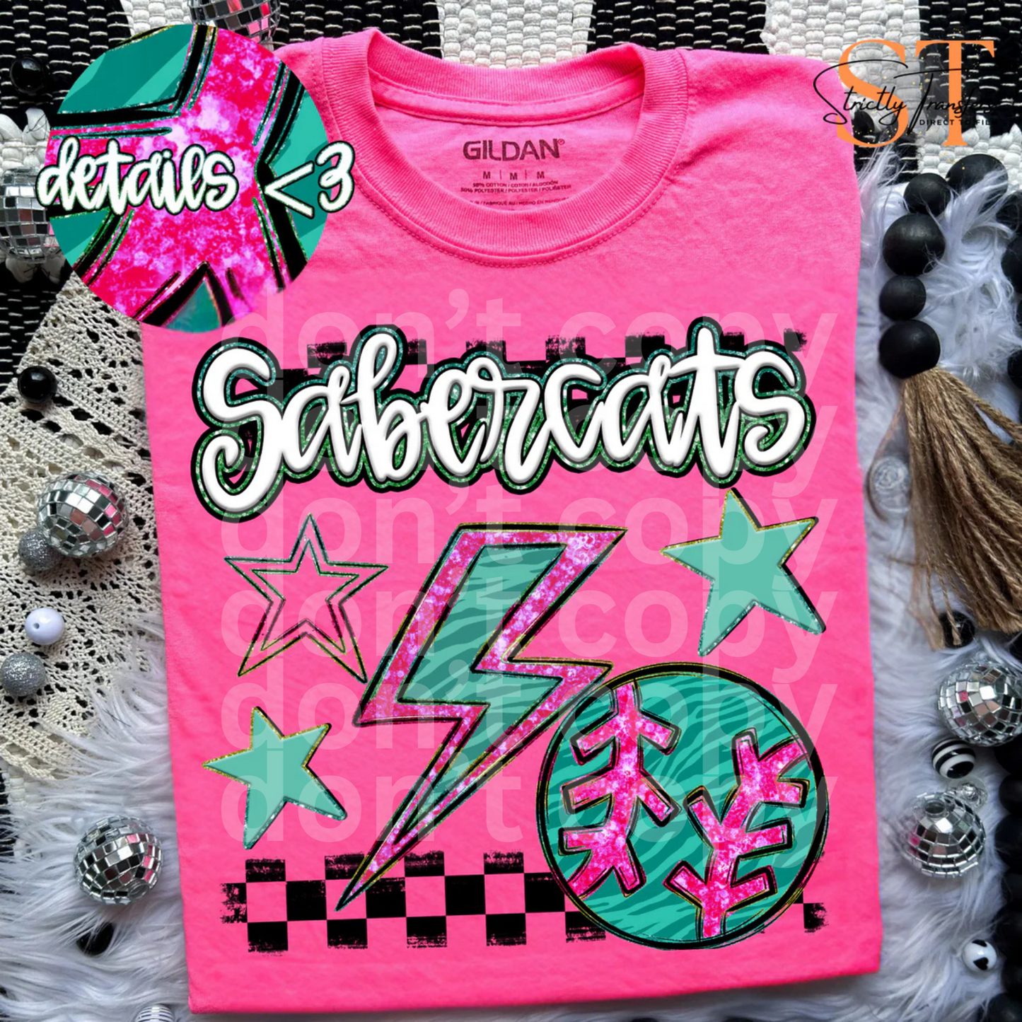 Rainbow Bolts BB/SB Sabercats Direct to Film Transfers