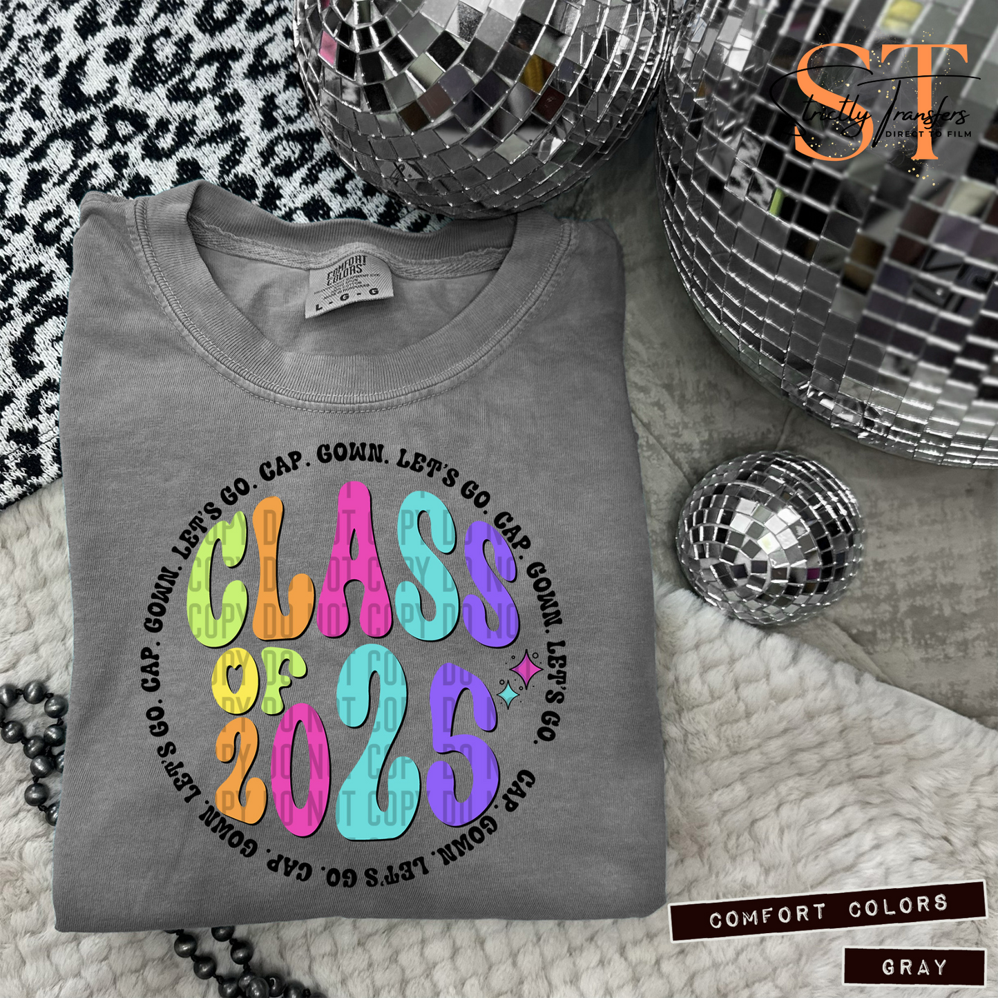 Class of 2025 Circles -12 color options Direct to Film Transfers