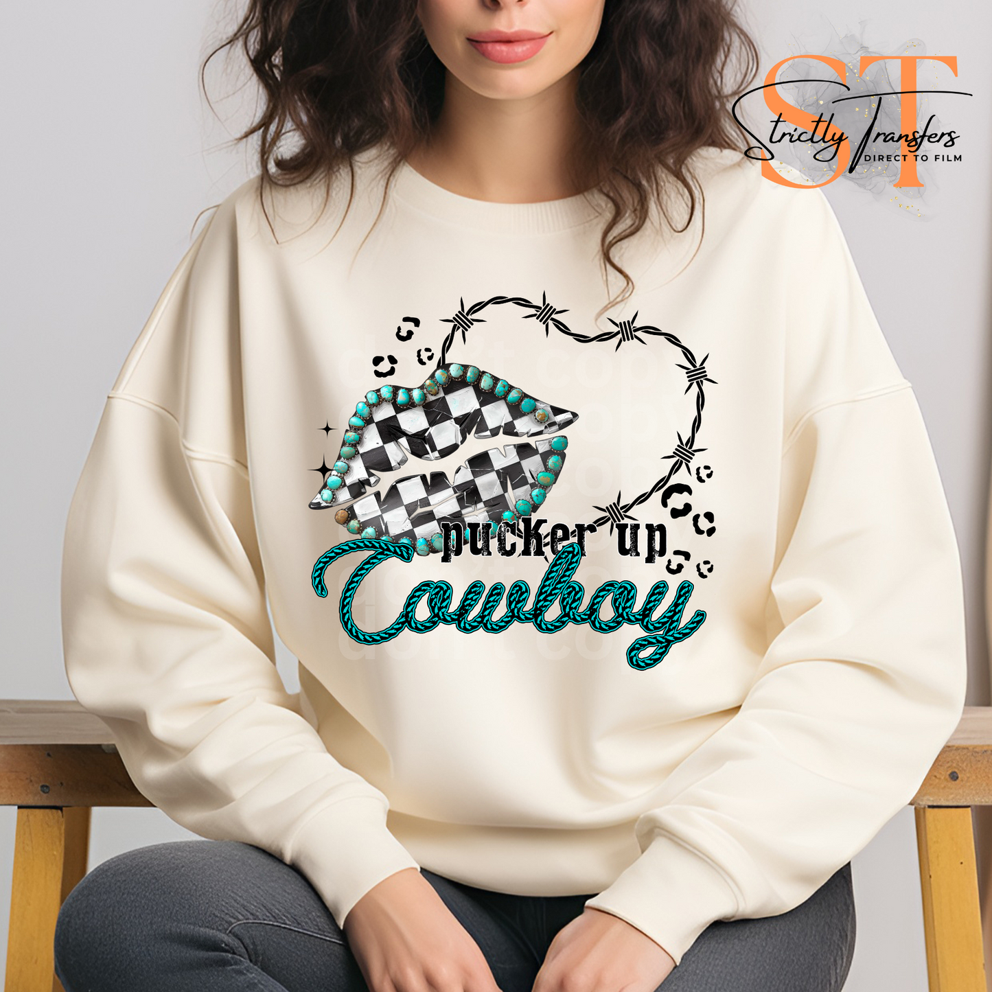 Pucker Up Cowboy Direct to Film Transfers