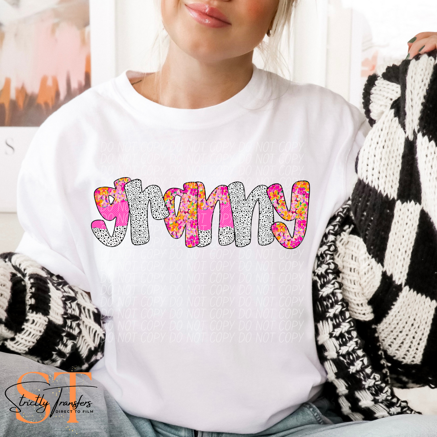 Happy Flowers - Grandma names - 10 options Direct to Film Transfers