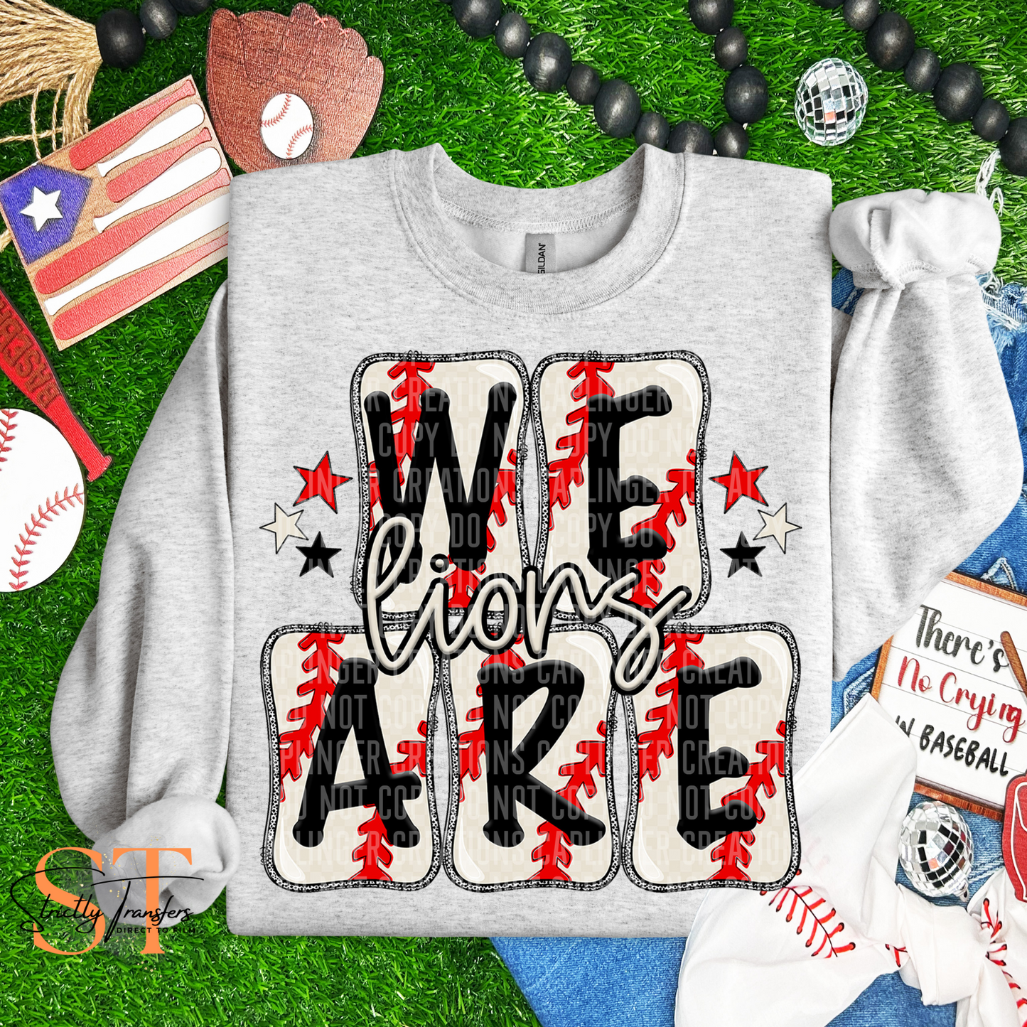 Lions Boxy Baseball Print Direct to Film Transfers