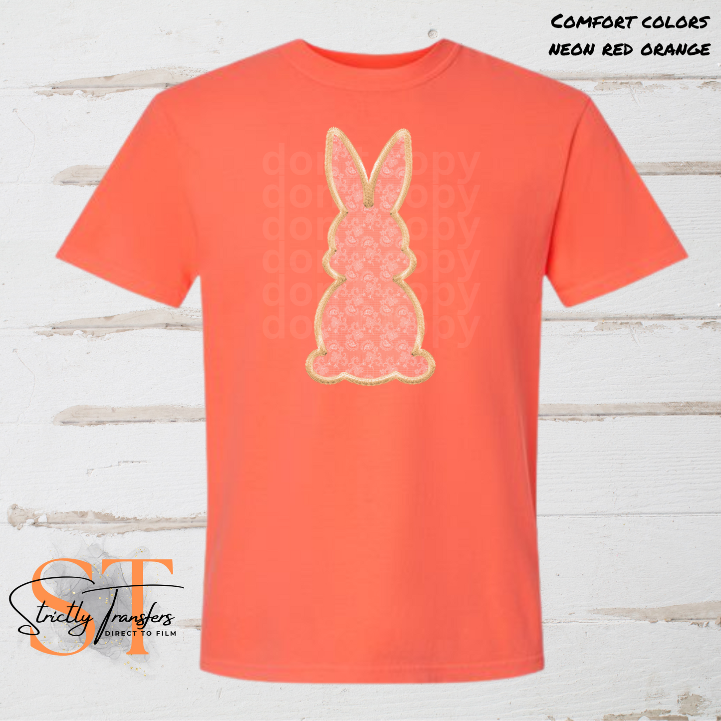 Lace Bunny - 5 color choices Direct to Film Transfers