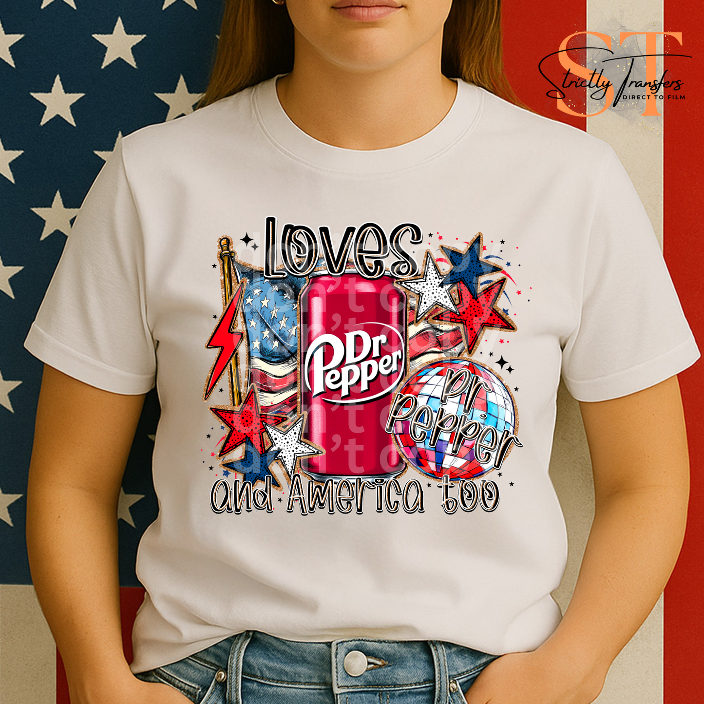She Loves Soda and America Too - 6 options Direct to Film Transfers