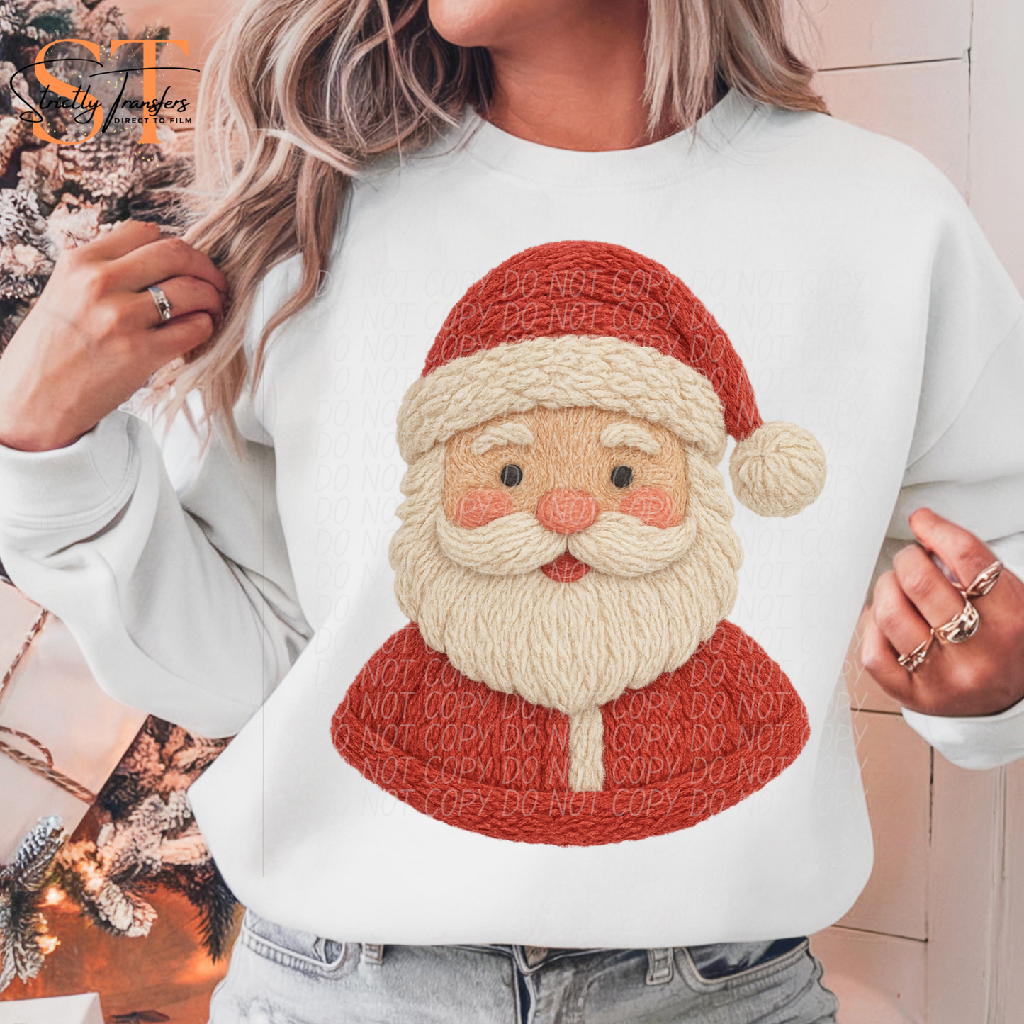 Faux Yarn Santa Direct to Film Transfers