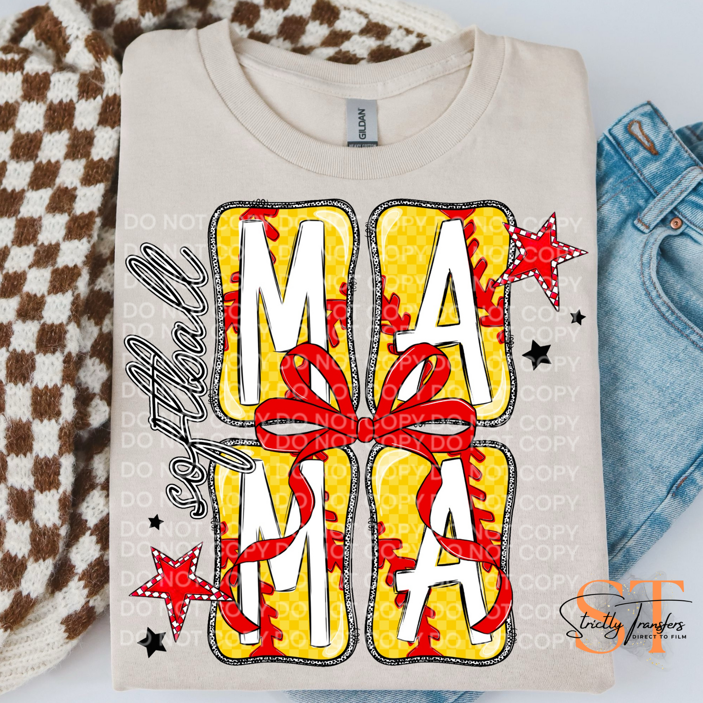 Softball Mama Squares Direct to Film Transfers