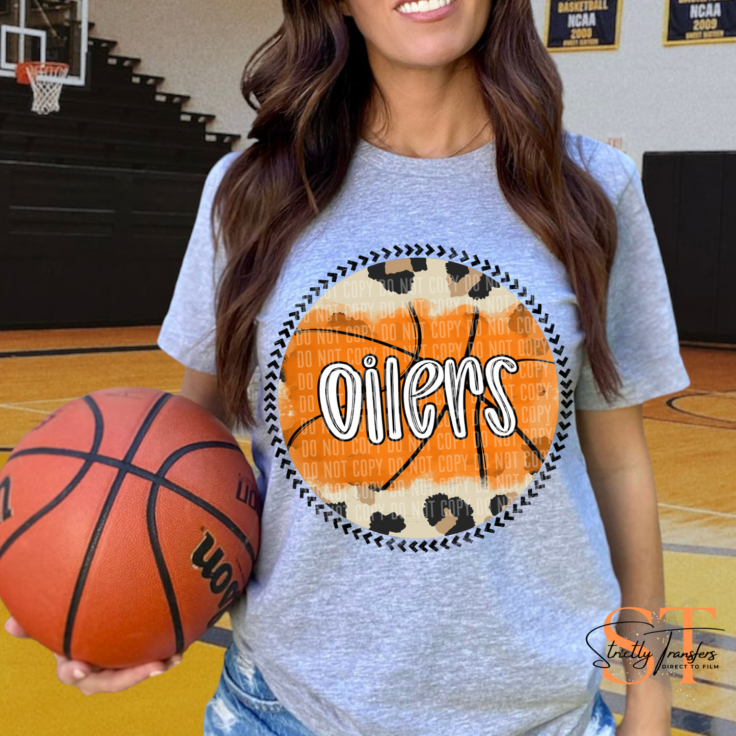 Oilers Leopard Basketball Direct to Film Transfers