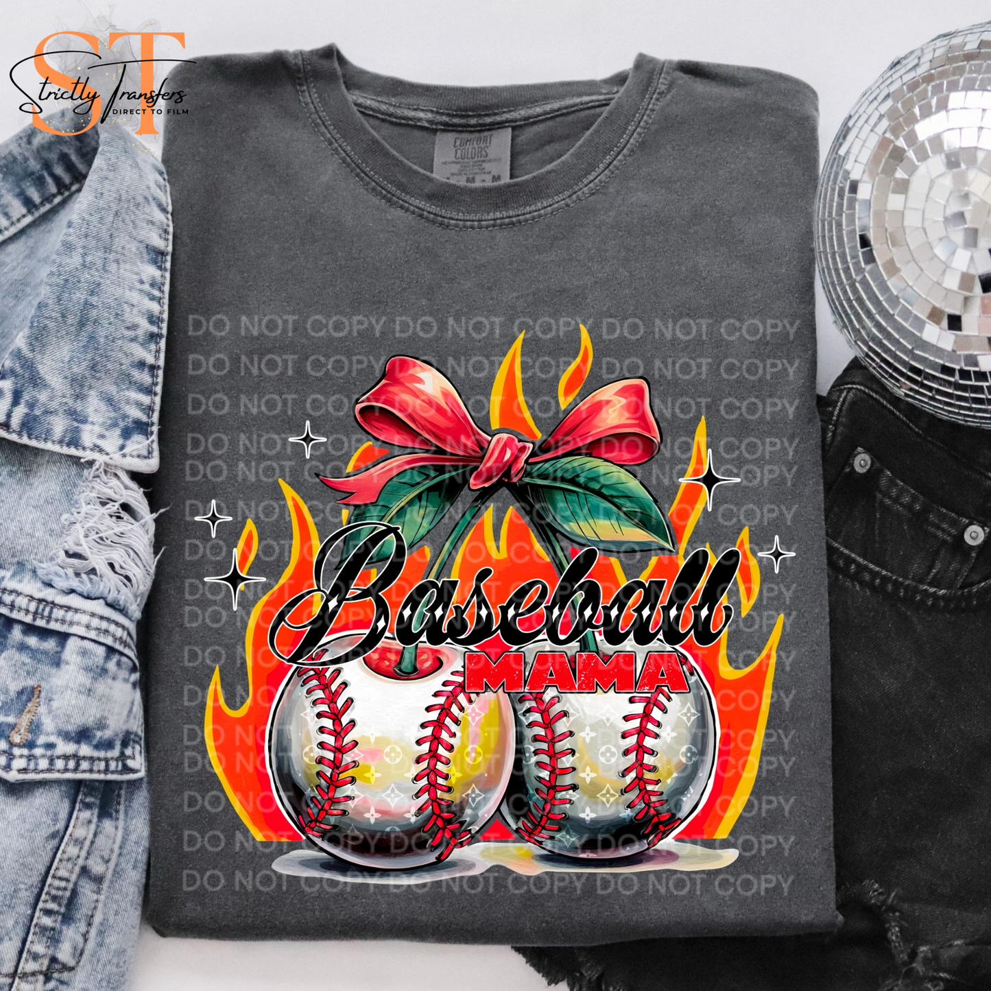 Baseball Mama Cherries Direct to Film Transfers
