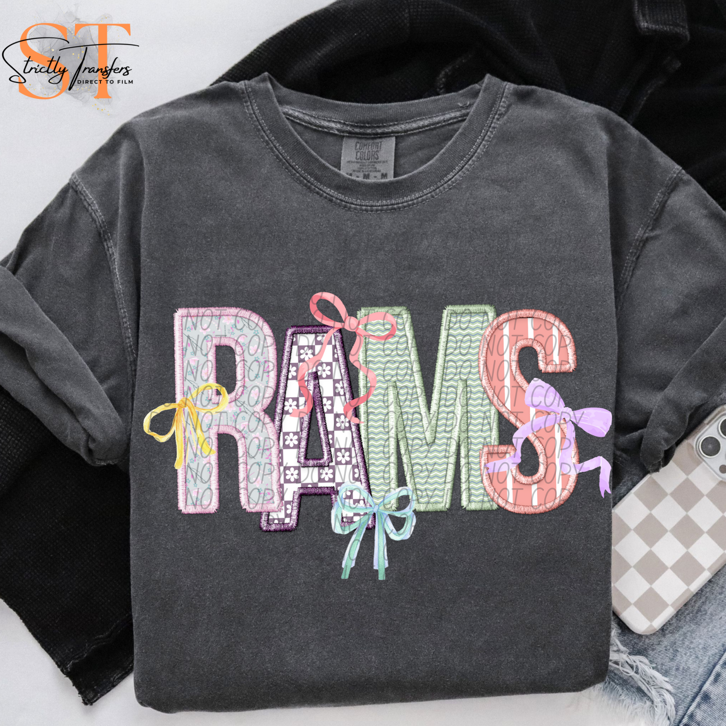 Spring Bows Rams Direct to Film Transfers