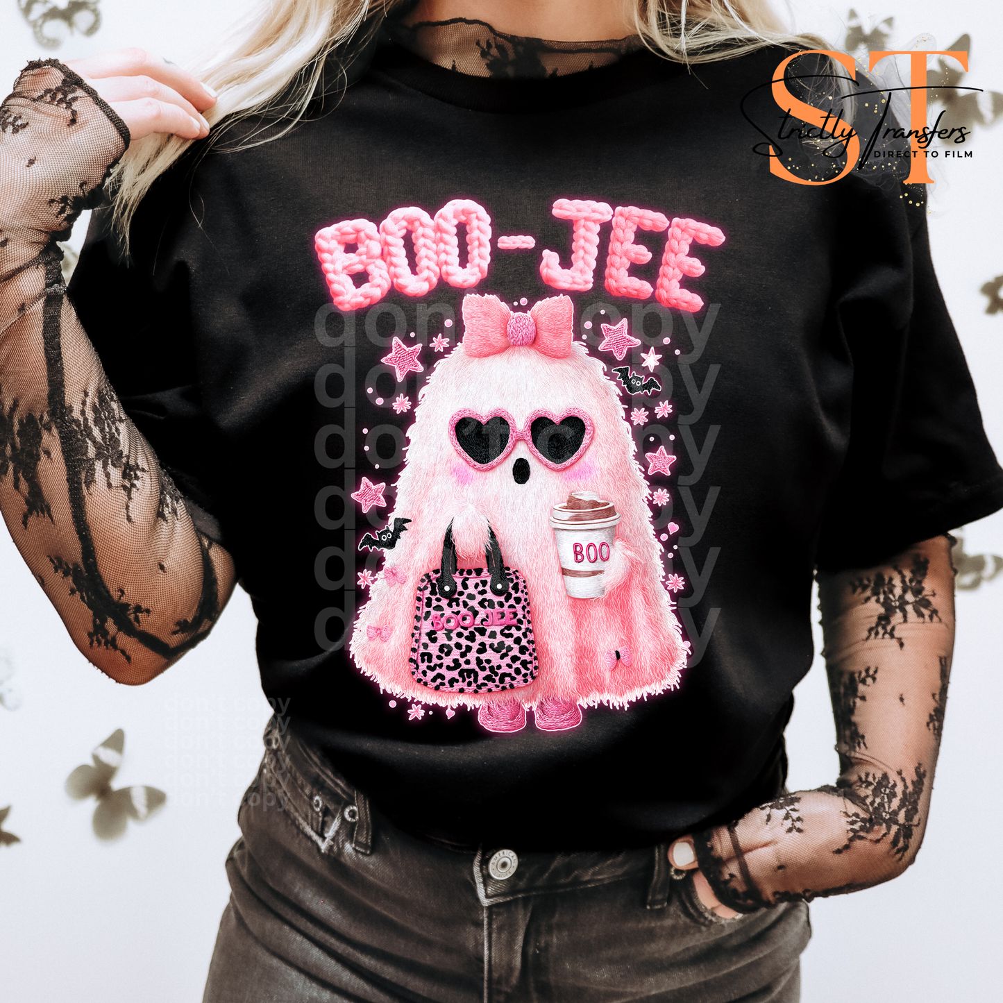 Boo-Jee Pink Ghosts Direct to Film Transfers