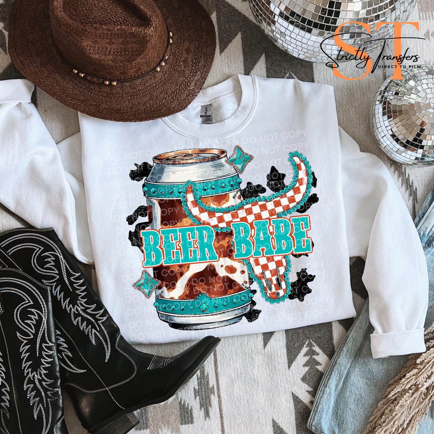 Beer Babe Direct to Film Transfers