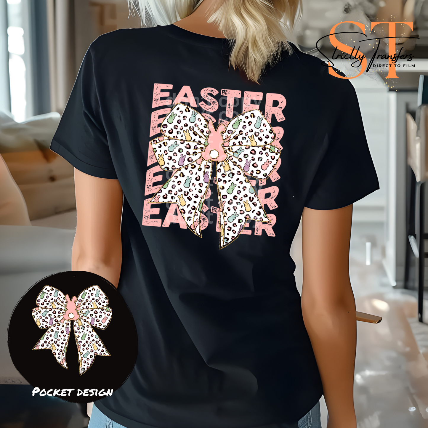 Stacked Easter Coquette with pocket design included Direct to Film Transfers