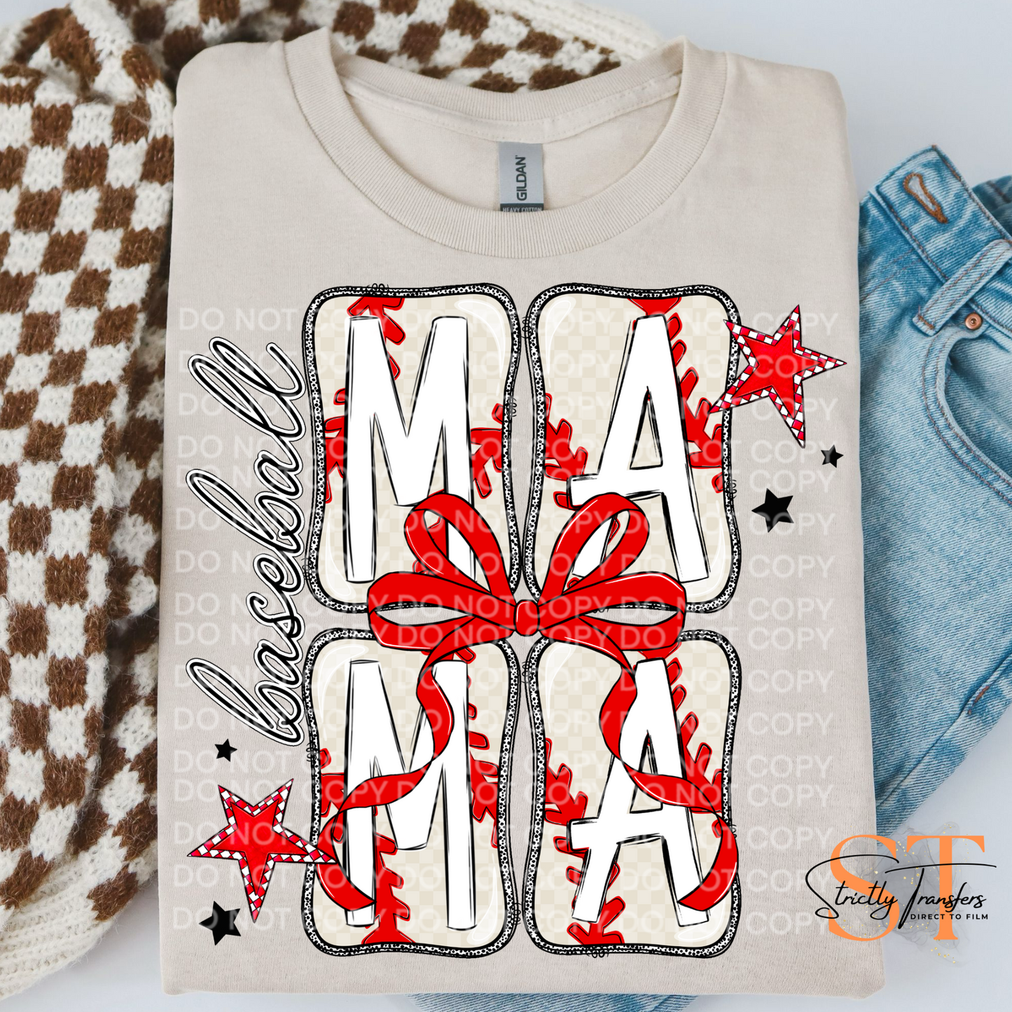 Baseball Mama Squares Direct to Film Transfers