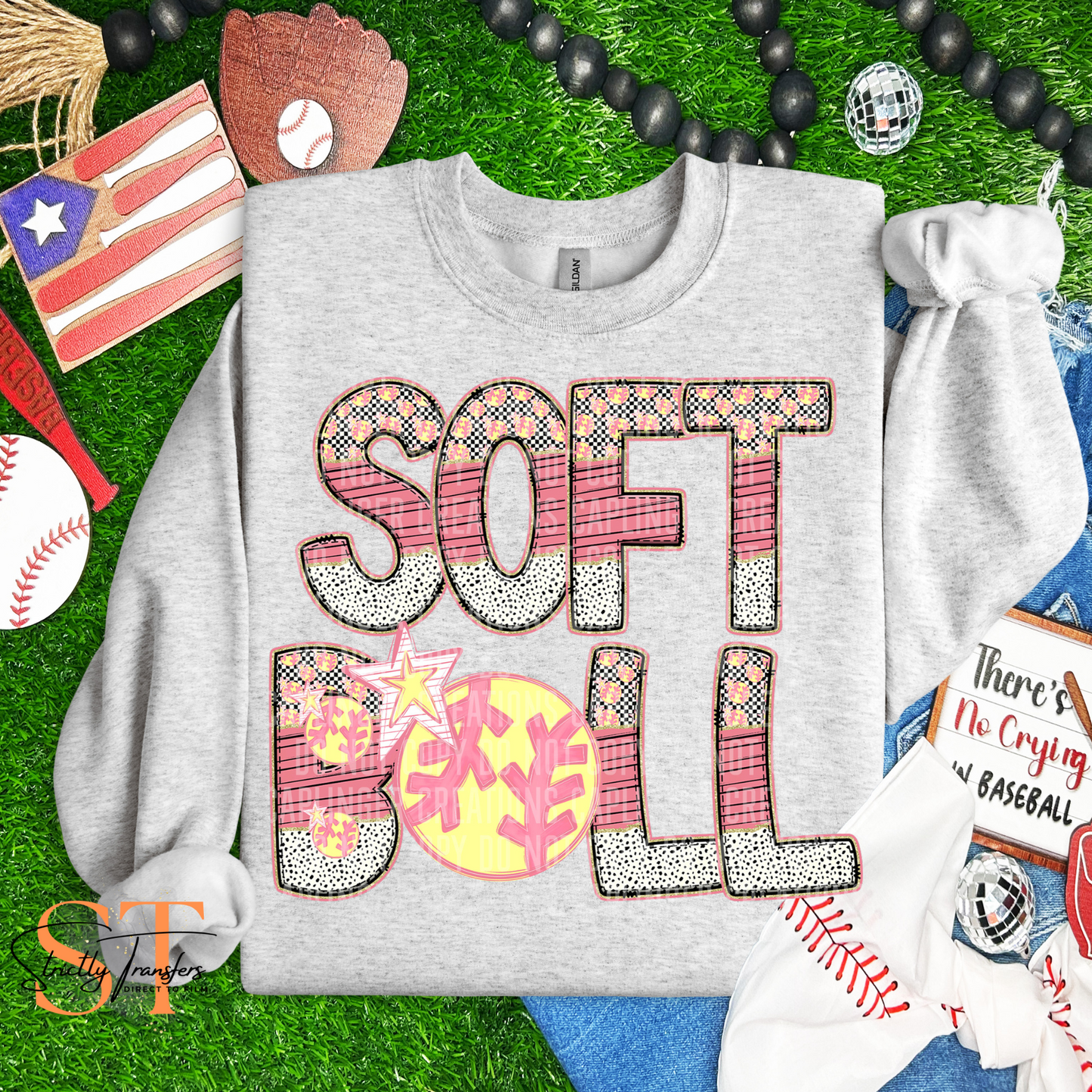 Pink All Stars Softball Direct to Film Transfers