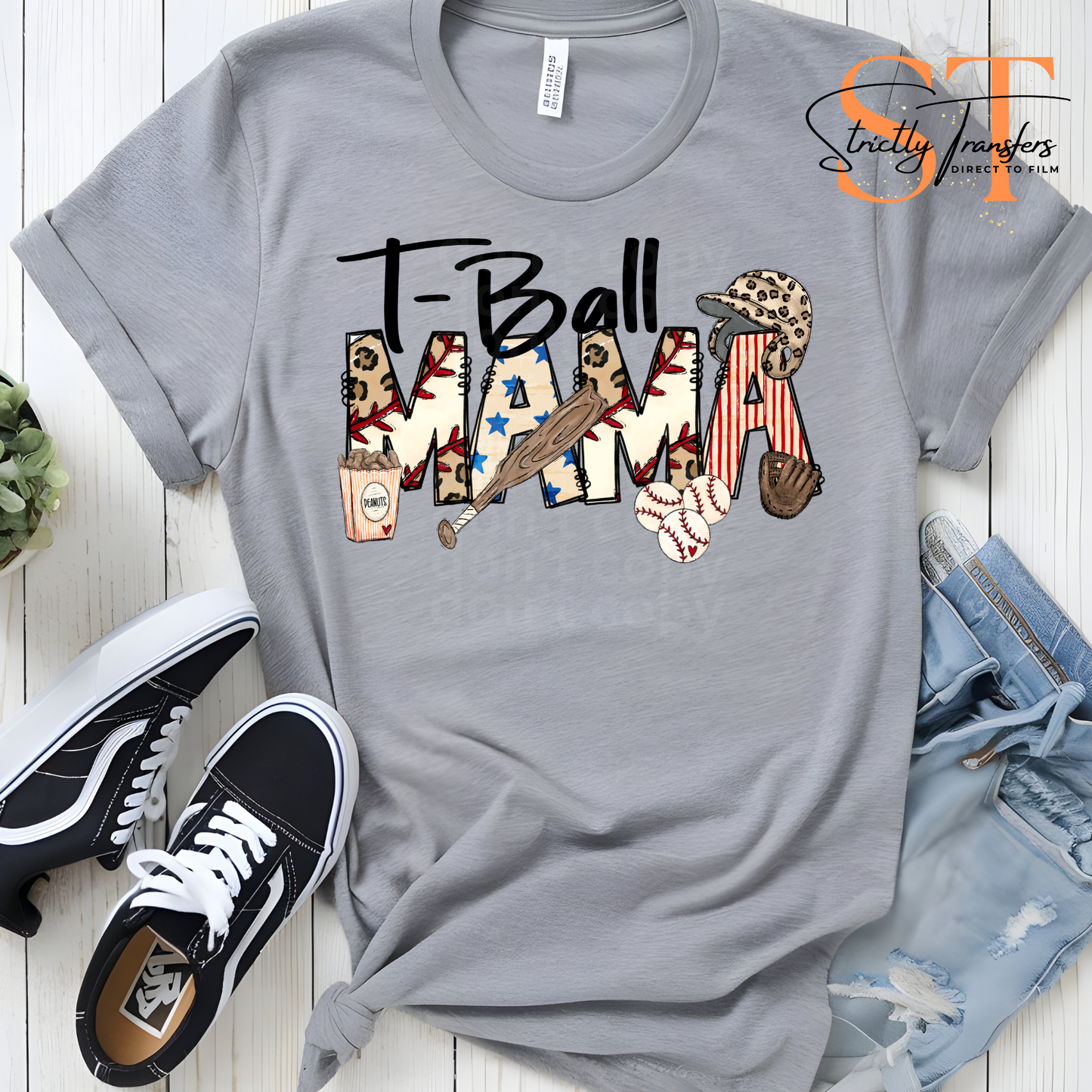 TBall Mama with Helmet and Bat Direct to Film Transfers