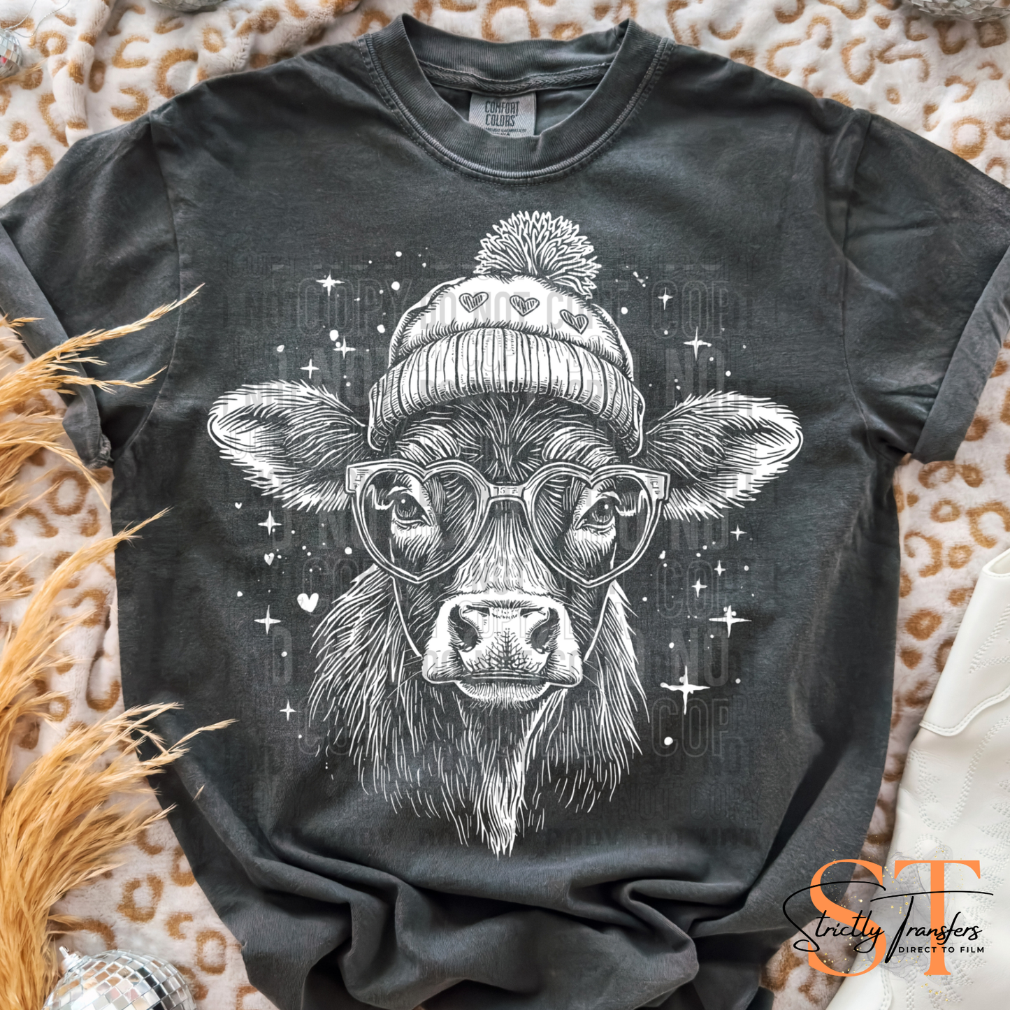 Cow Valentine Splatter Direct to Film Transfers