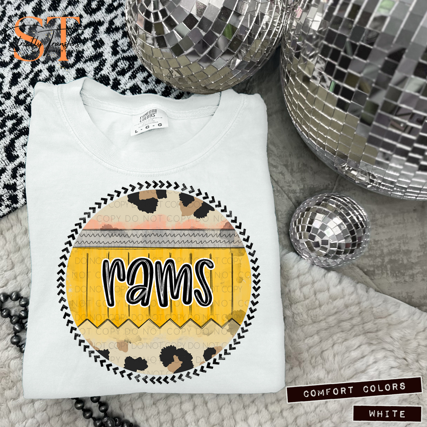 Rams Pencil Circle Direct to Film Transfers