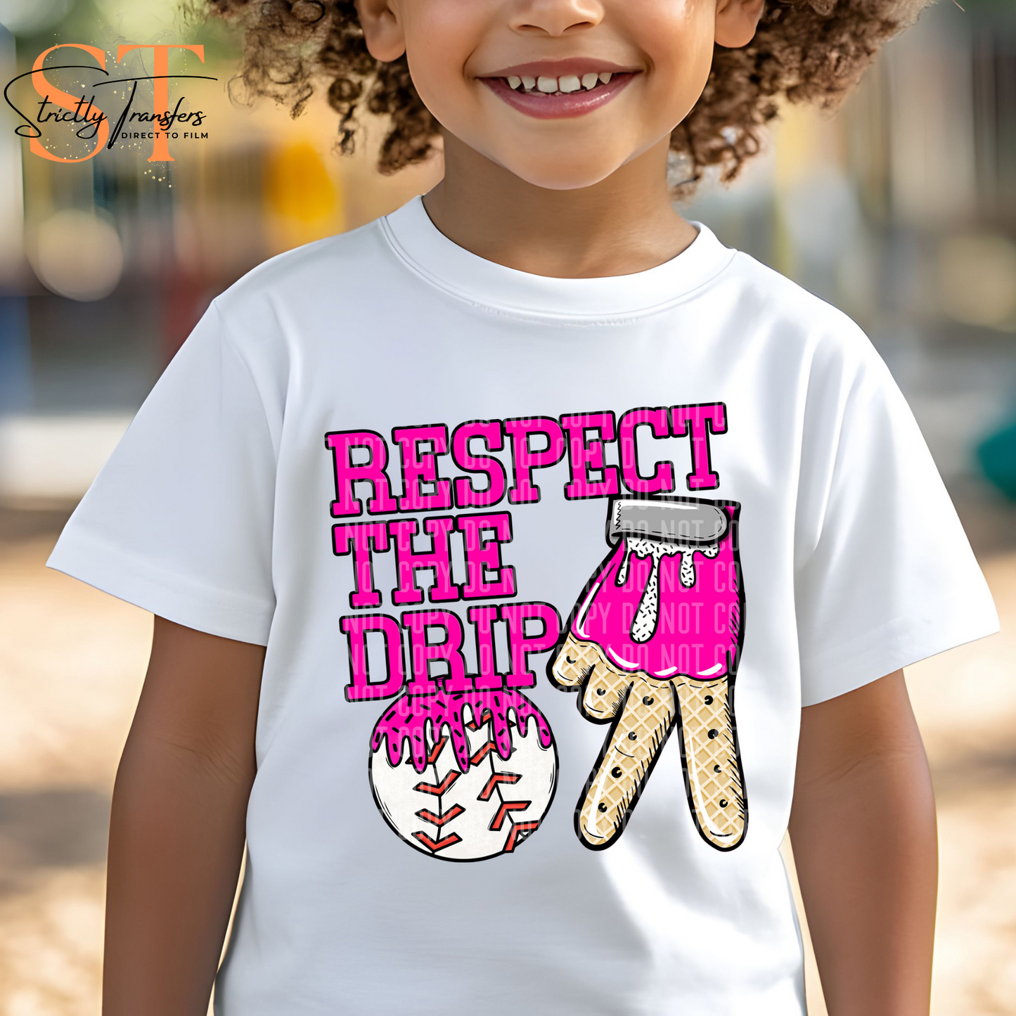 Respect the Drip Baseball Glove - 10 Color options Direct to Film Transfers