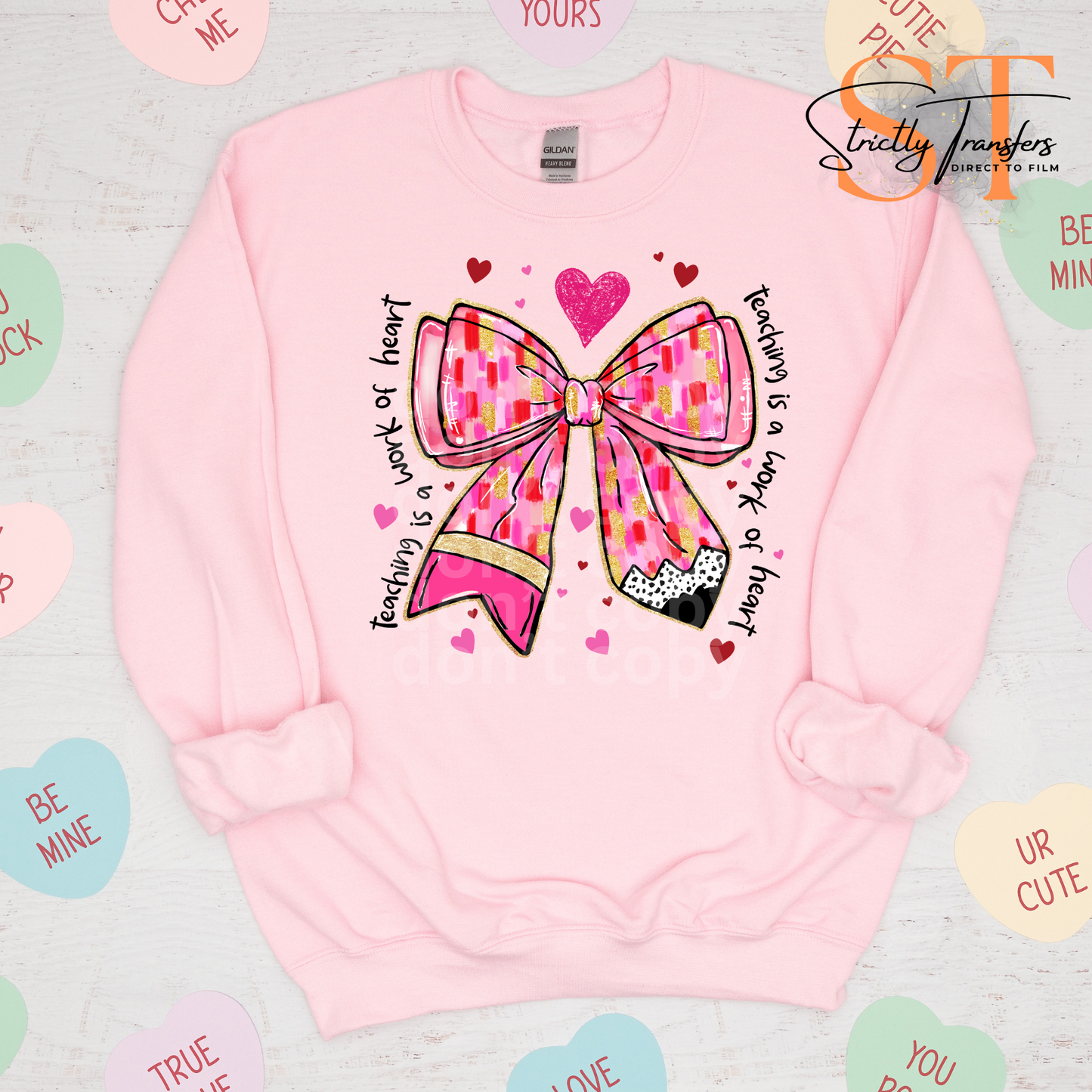 Pencil Bow Heart Direct to Film Transfers
