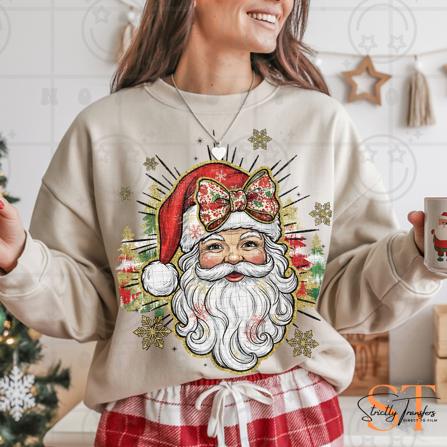 Vintage Painted Santa Direct to Film Transfers