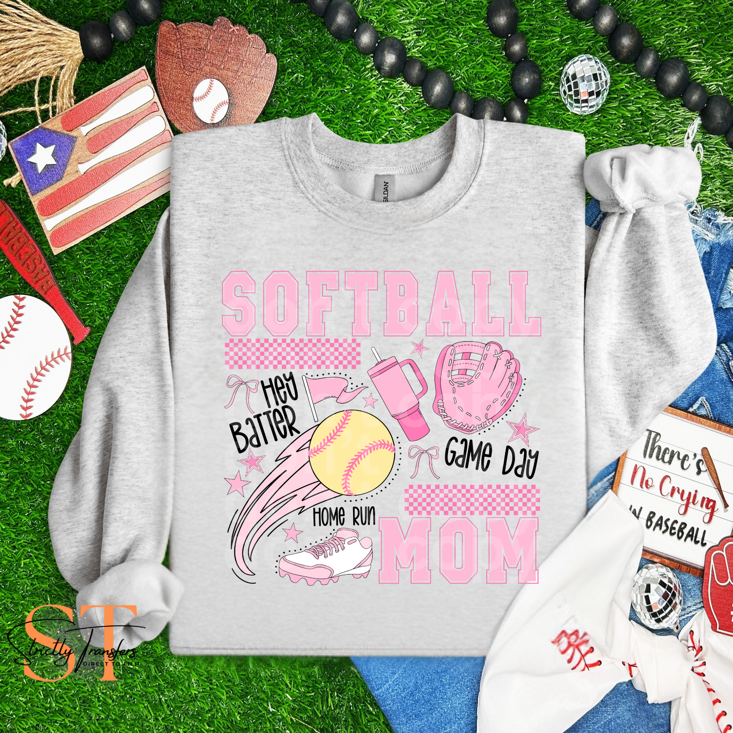 Pink Softball Mom Direct to Film Transfers