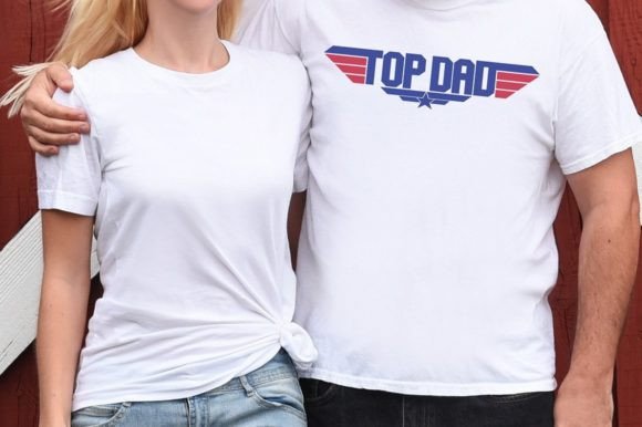 Top Dad - Red Blue Direct to Film Transfer