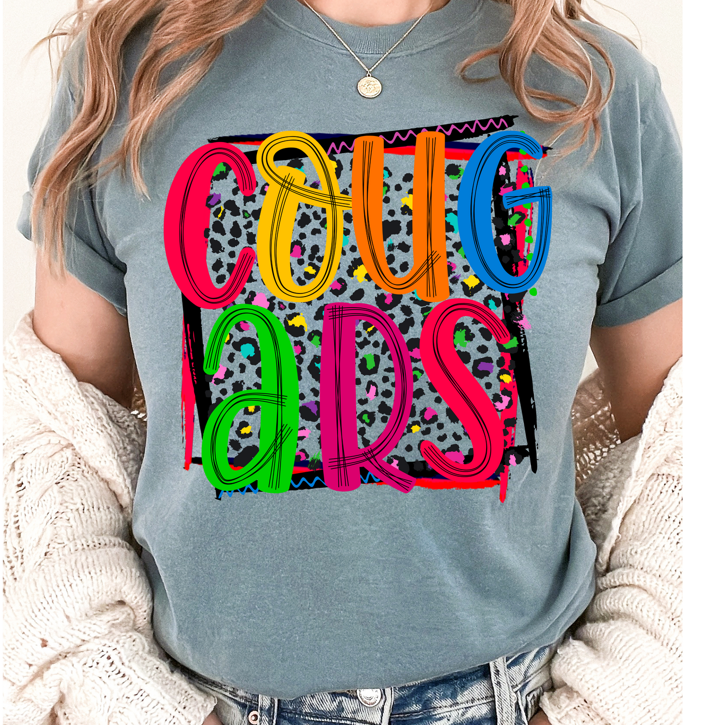 Bright Colors Leopard Print 90's Feel *Custom Name* Direct to Film Transfer