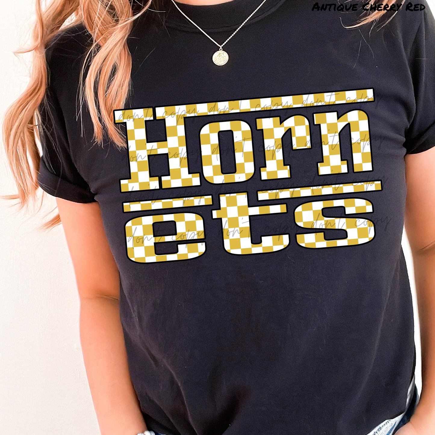 Hornets Racing Checkered Mascot Direct to Film Transfer *Custom Color*