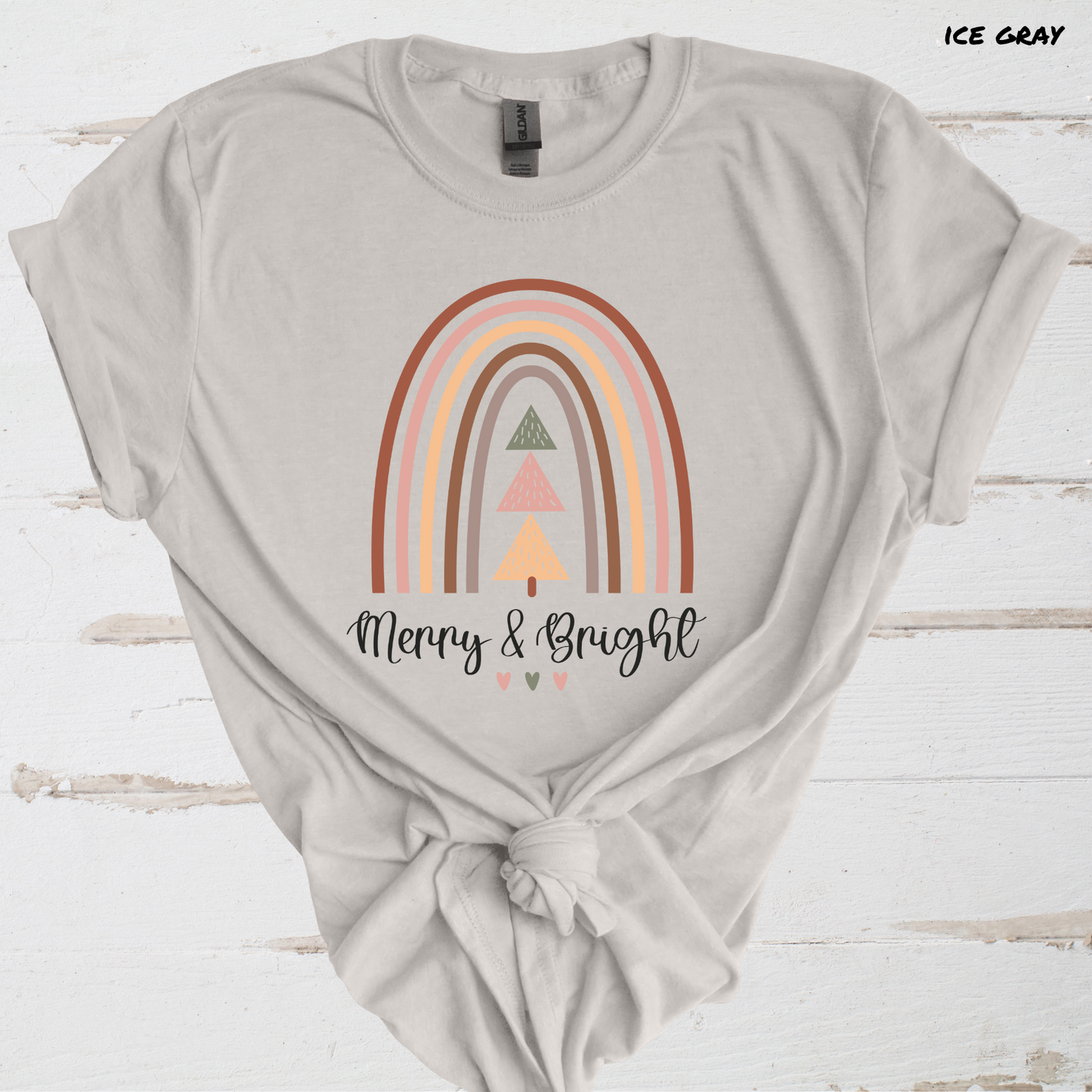 Merry & Bright Boho Christmas Rainbow Direct to Film Transfer