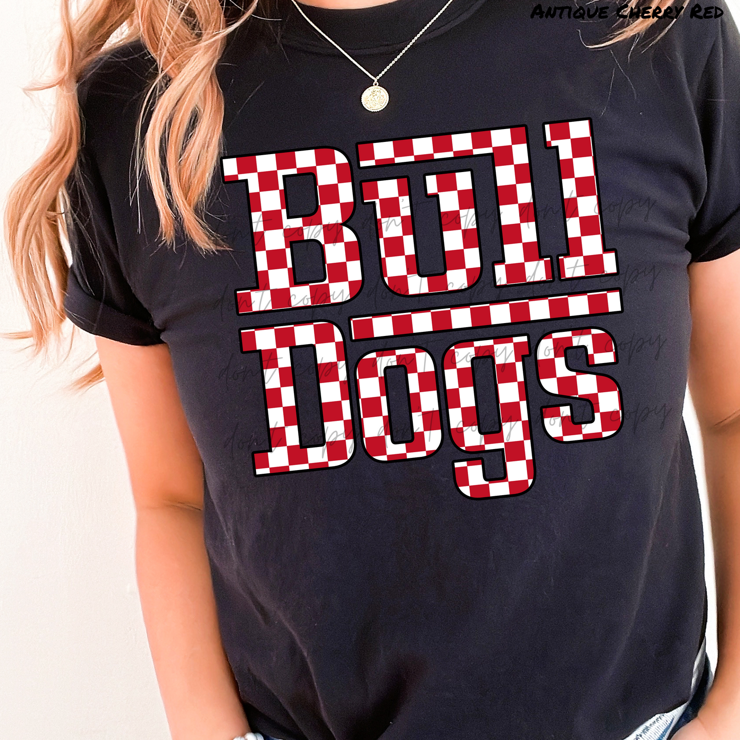 Bulldogs Racing Checkered Mascot Direct to Film Transfer *Custom Color*