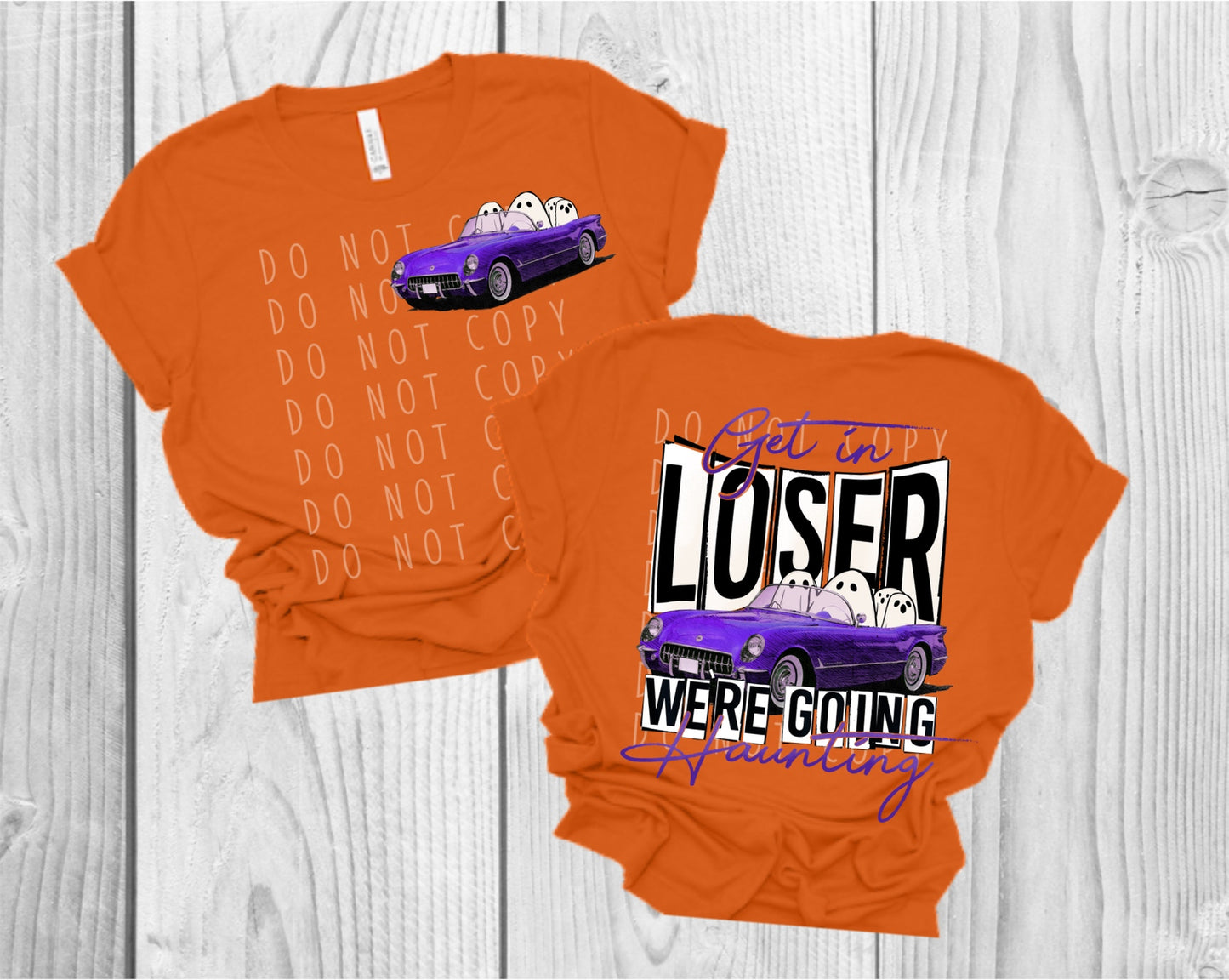 Get in Loser We’re Going Haunting Purple w/ 4" Pocket Direct to Film Transfer