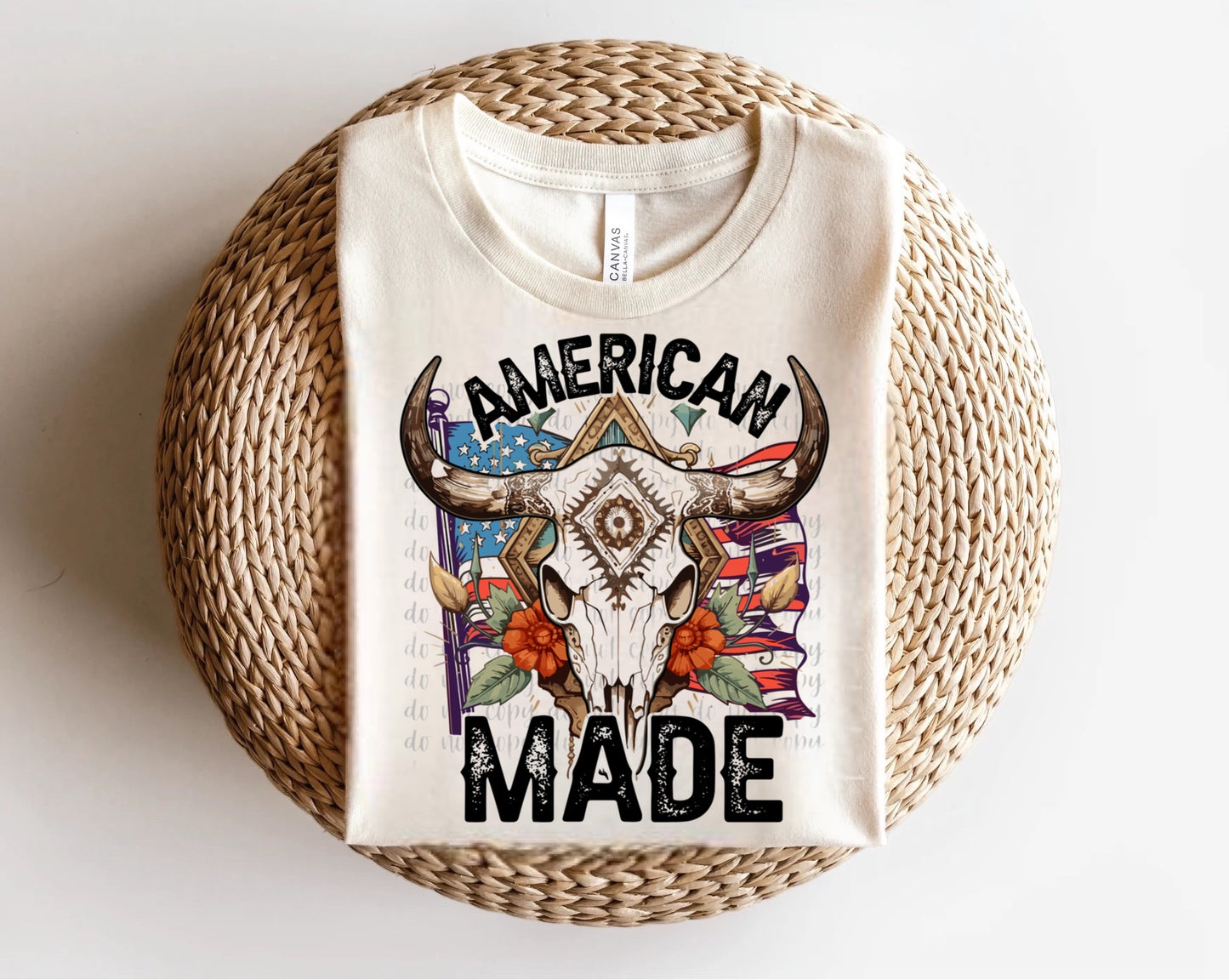 American Made Cow Skull Direct to Film Transfer