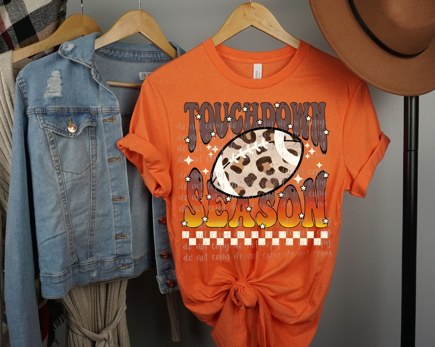 Touchdown Season Cream Checkered Direct to Film Transfer