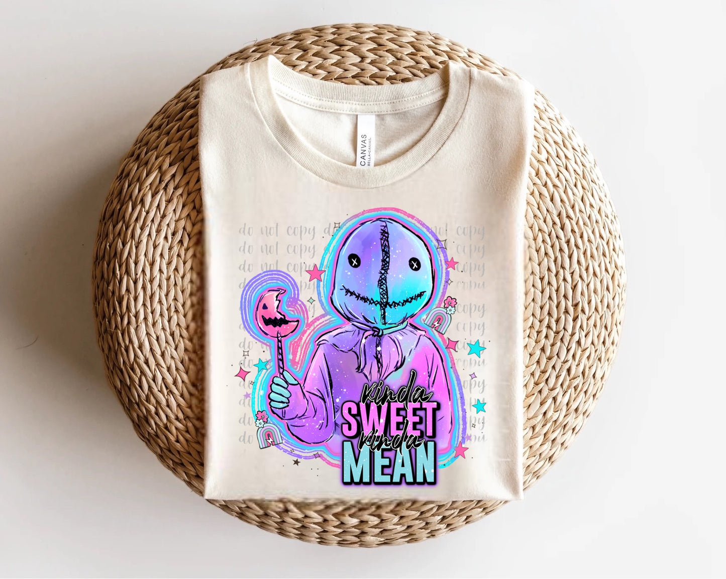 Sam Trick ‘r Treat Kinda Sweet Kinda Mean Blue Neon Direct to Film Transfer