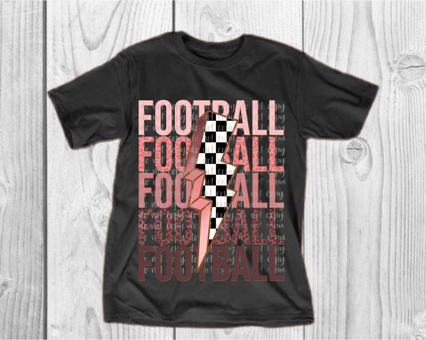 Pink Football Checker Lightning Bolt Direct to Film Transfer