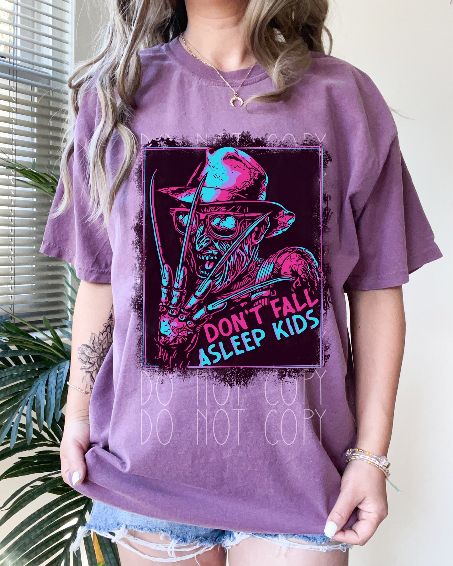 Don’t Fall Asleep Kids Neon Pink & Blue Direct to Film Transfer