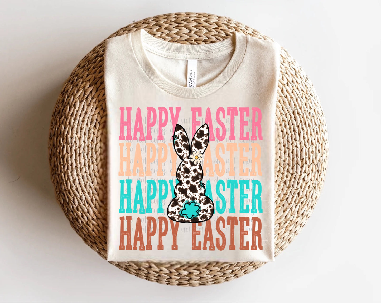 Happy Easter Cow Print Bunny Butt Direct to Film Transfer