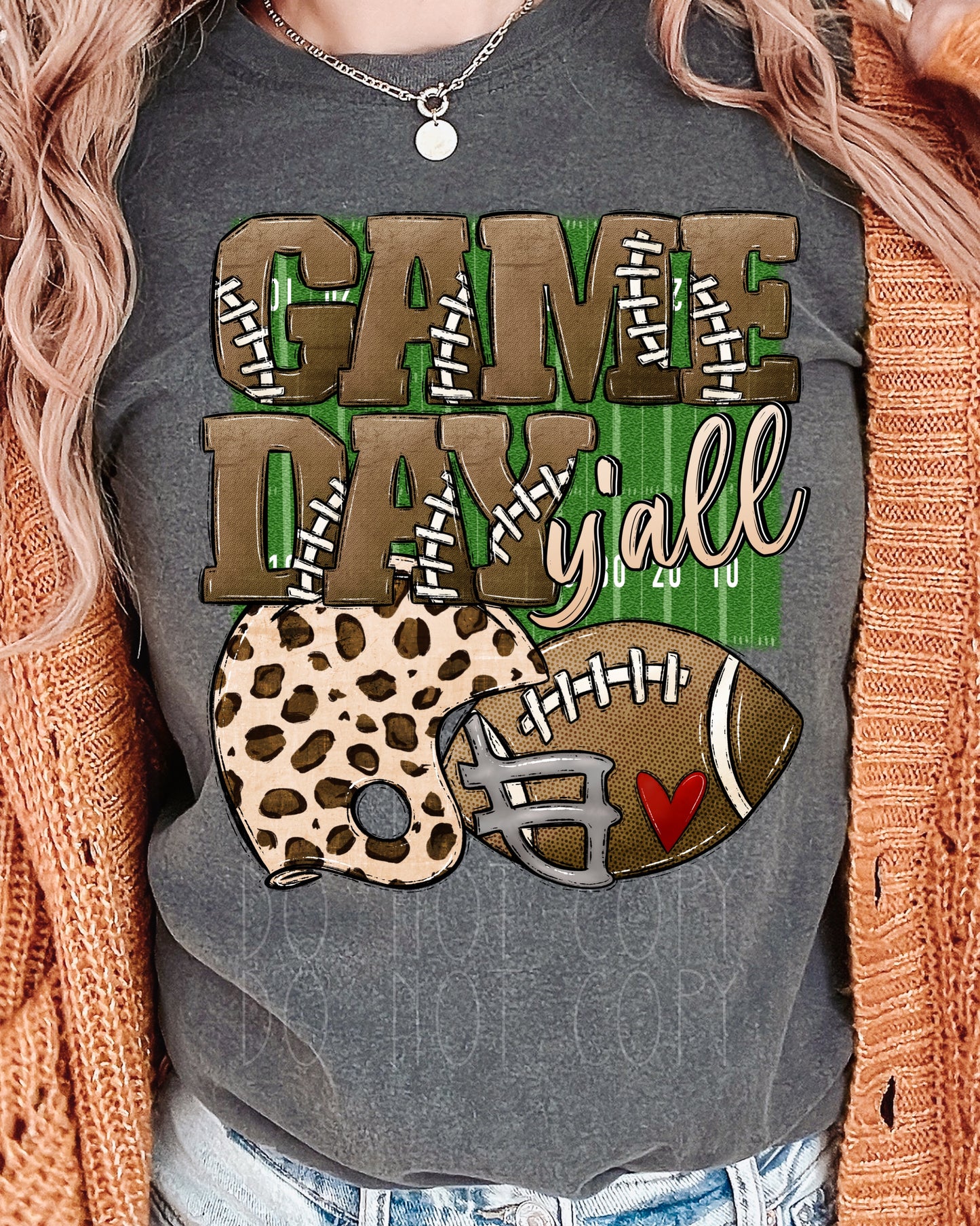 Game Day Y’all Leopard Helmet Direct to Film Transfer