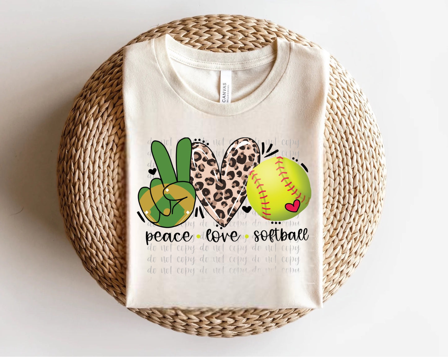 Peace, Love & Softball with Field Diamond and Leopard Direct to Film Transfer