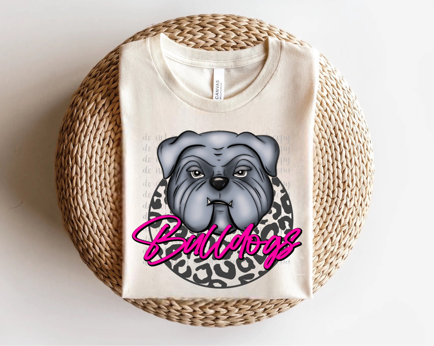 Bulldogs Pink Leopard Circle Mascots Direct to Film Transfer