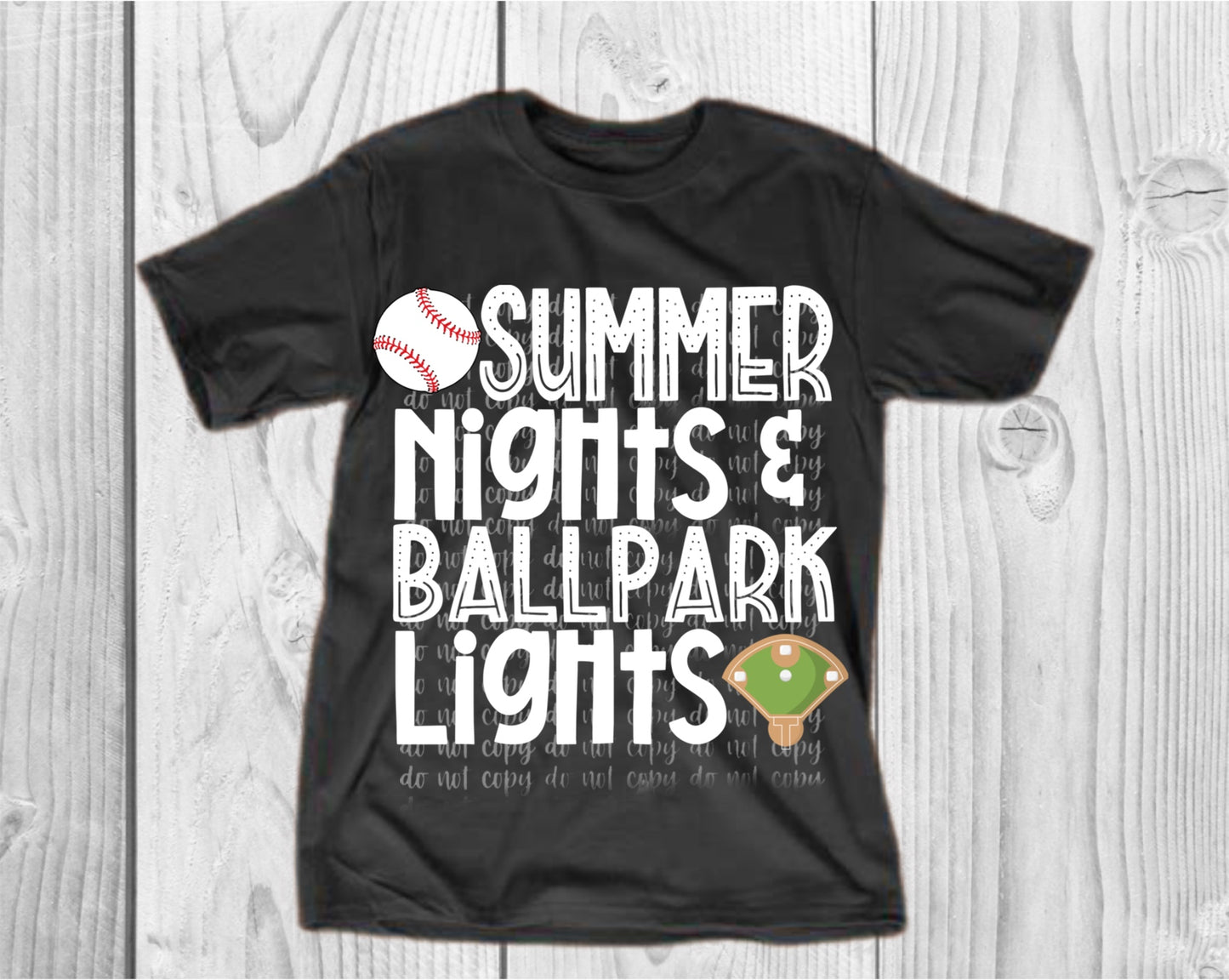 Summer Nights and Ballpark Lights White Direct to Film Transfer