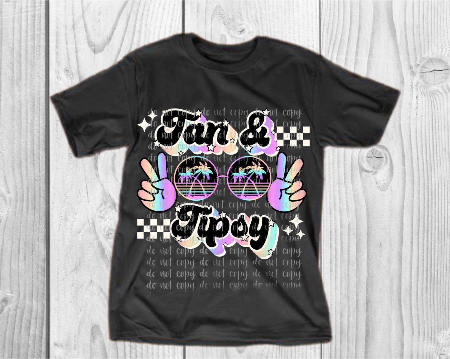 Tan & Tipsy White Checkered Direct to Film Transfer