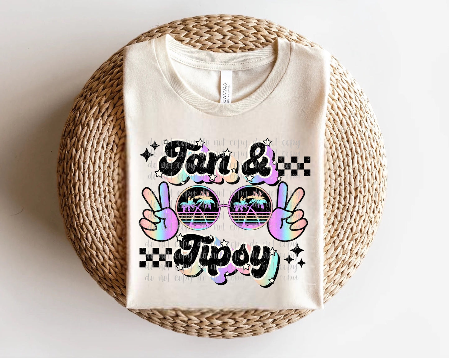 Tan & Tipsy Black Checker Direct to Film Transfer