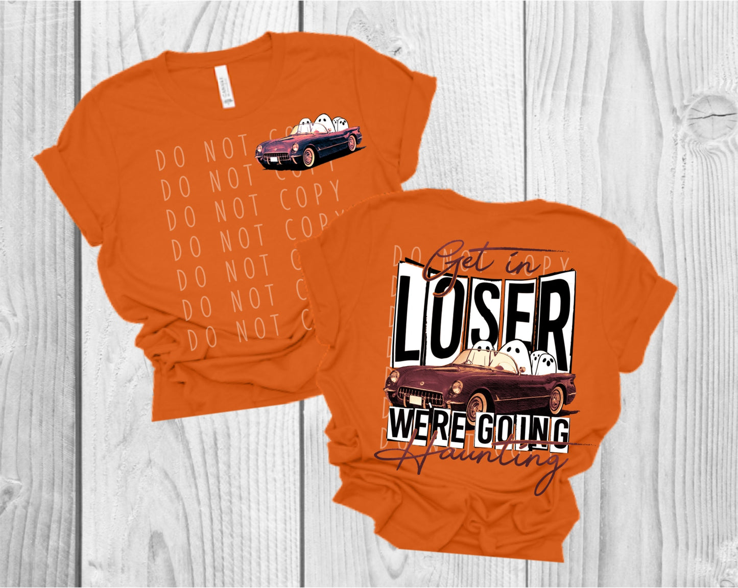 Get in Loser We’re Going Haunting Brown/Maroon w/ 4" Pocket Direct to Film Transfer