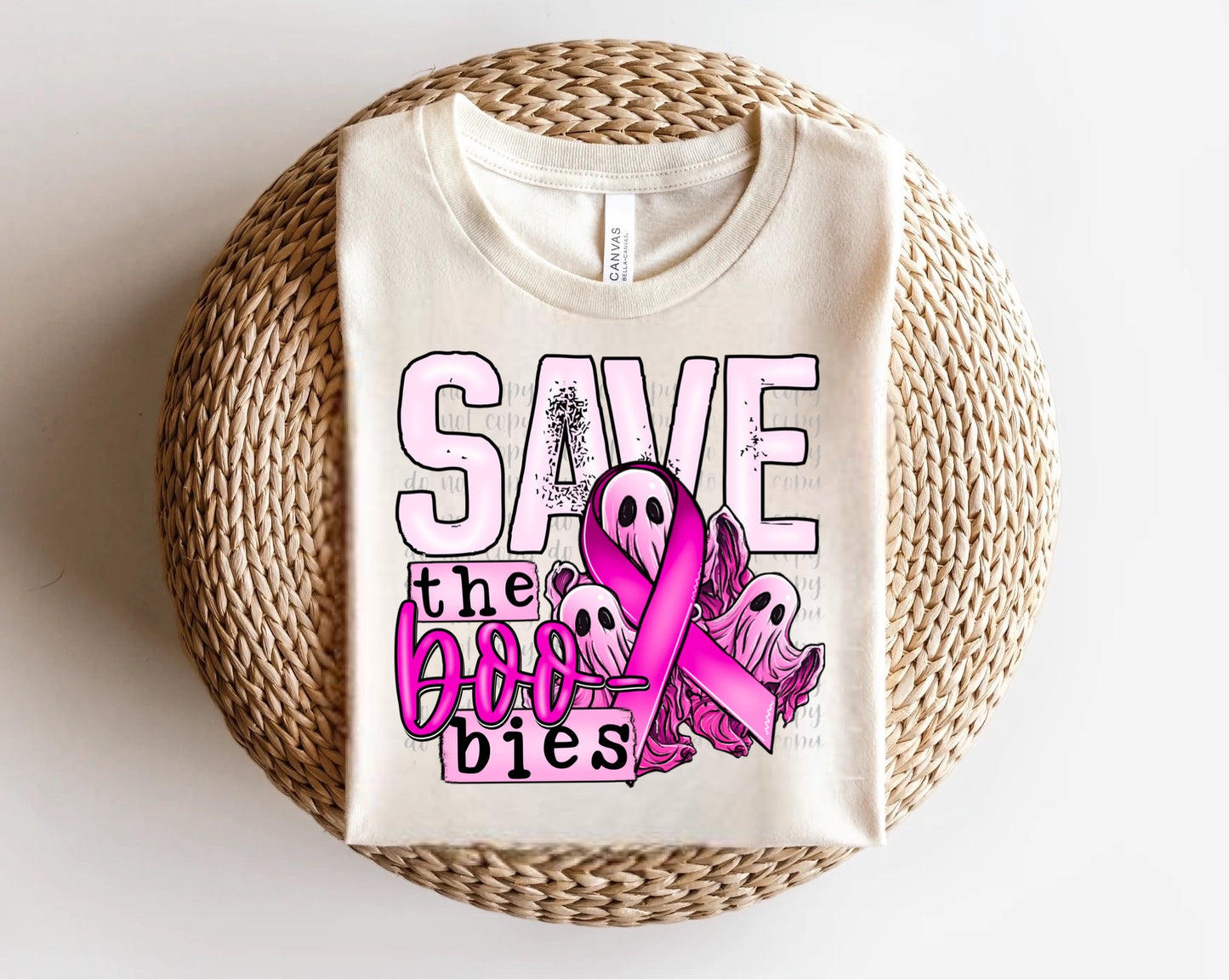 Save the Boo-bies Pink Ribbon and Ghosts Direct to Film Transfer