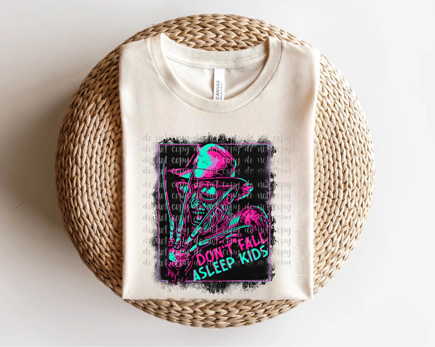 Don’t Fall Asleep Kids Neon Pink & Teal Direct to Film Transfer