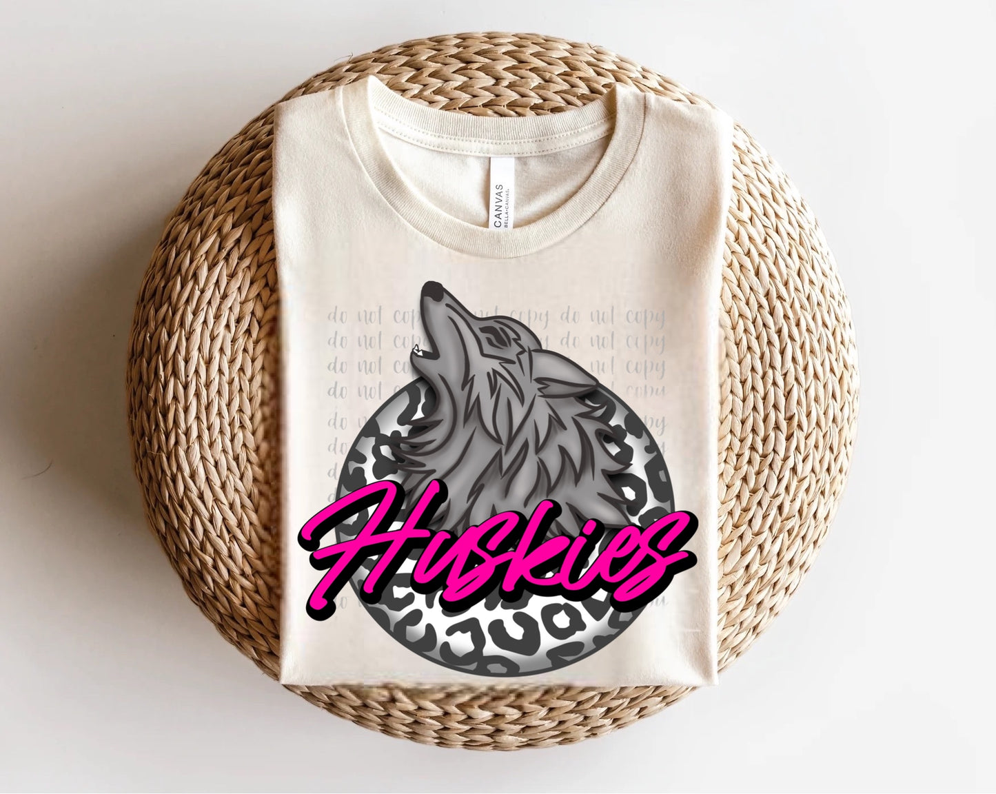 Huskies Leopard Circle Mascots Direct to Film Transfer