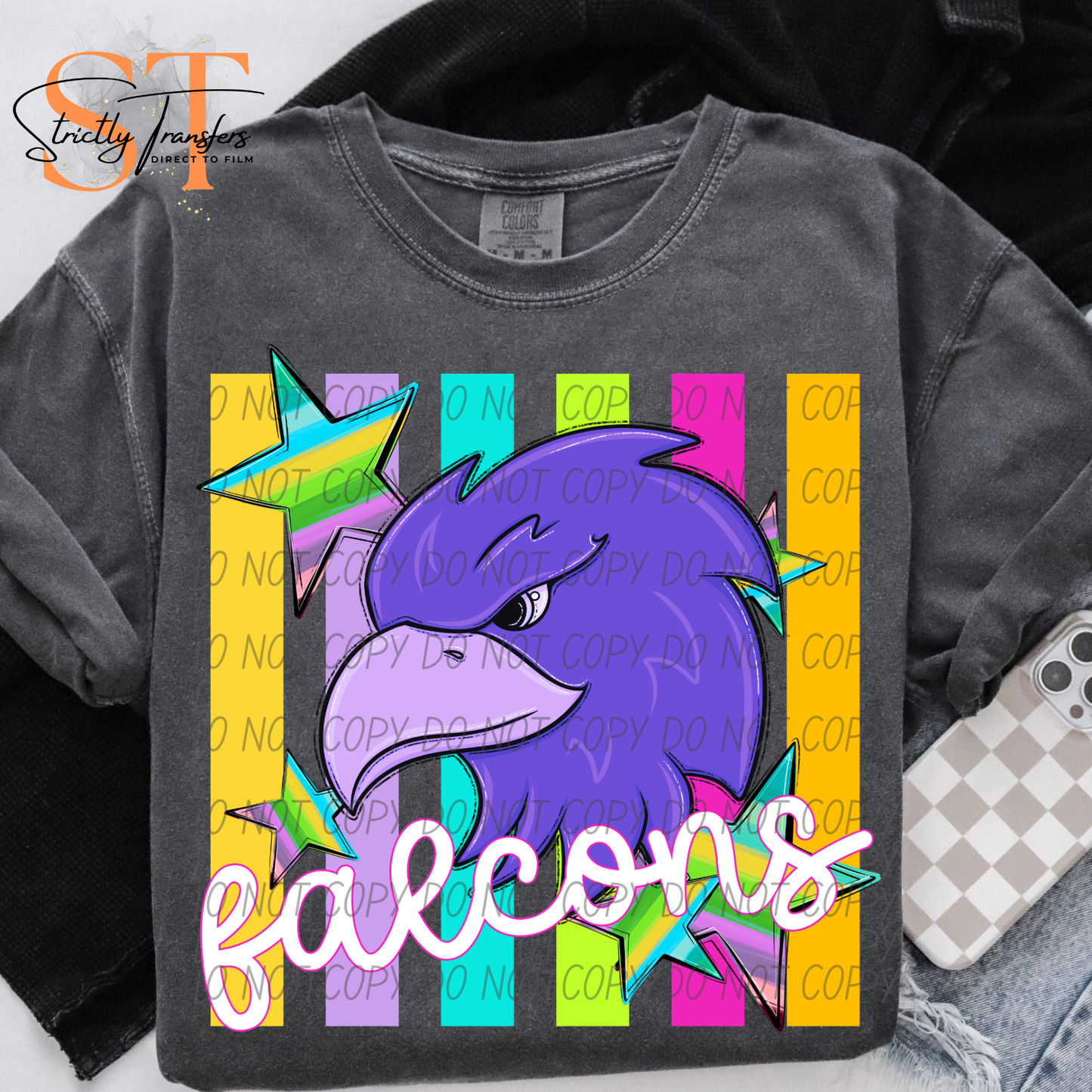 Falcons Pastel Stripes - 2 Options Direct to Film Transfers