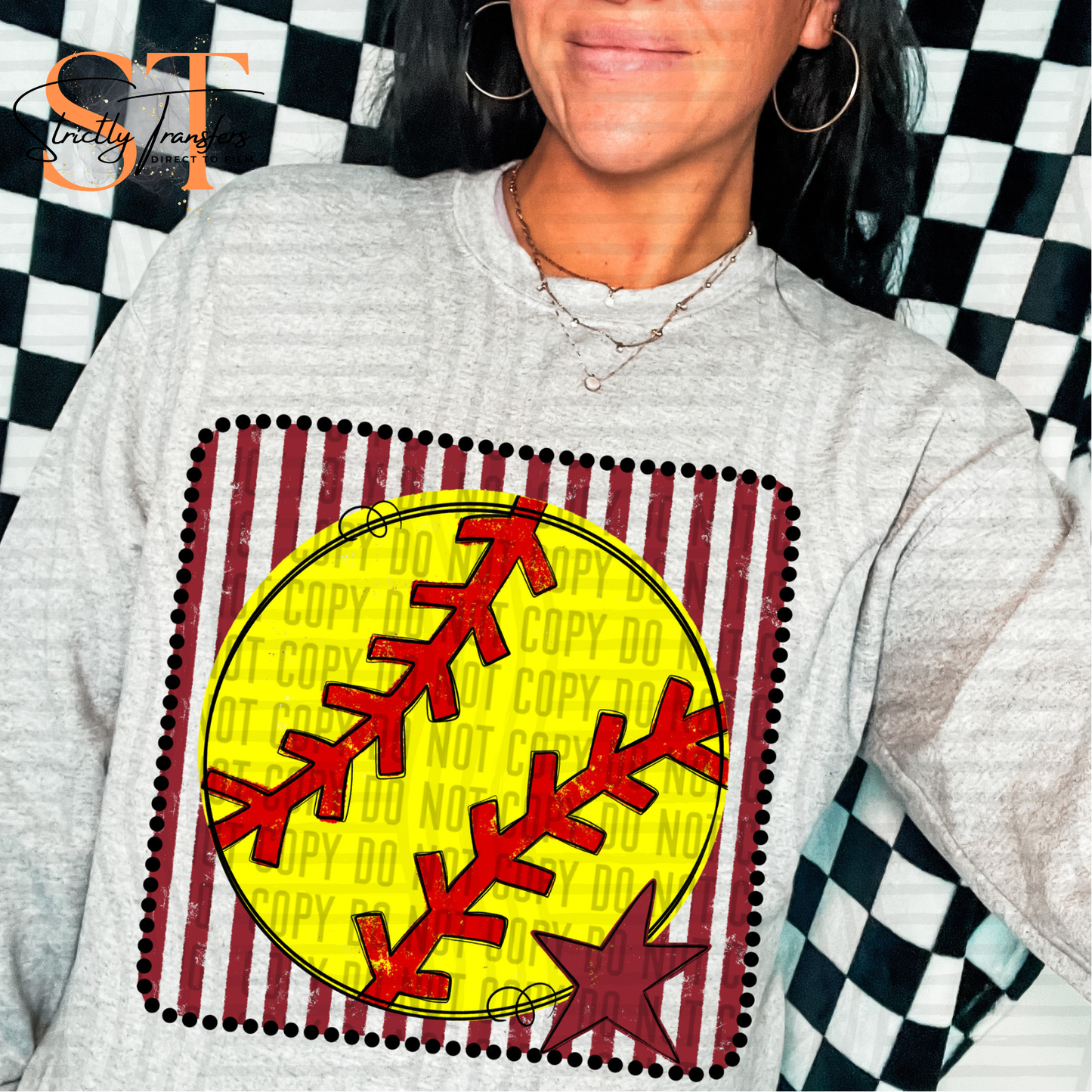 Distressed Softball Squares- Multiple Colors Direct to Film Transfers