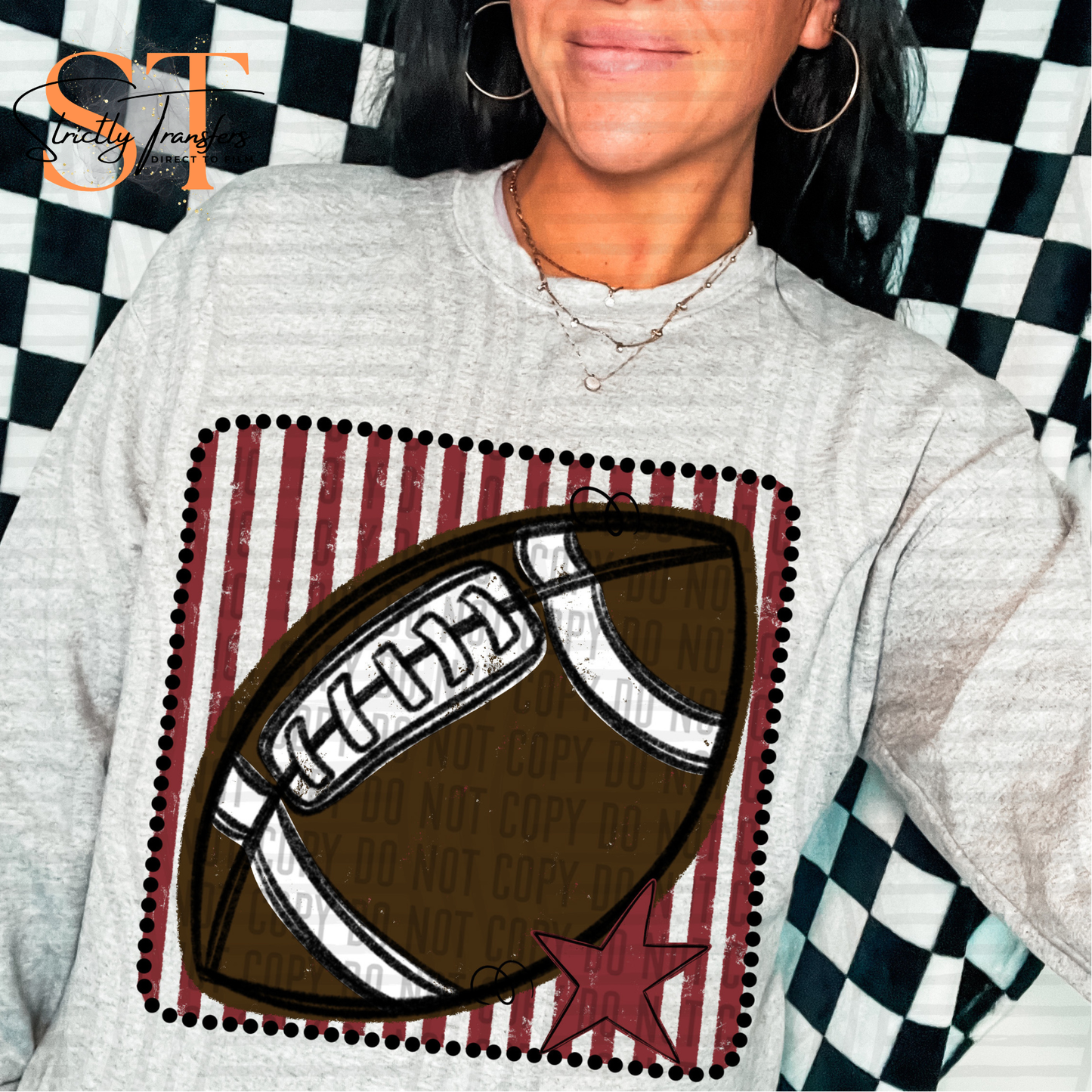 Distressed Football Squares- Multiple Colors Direct to Film Transfers