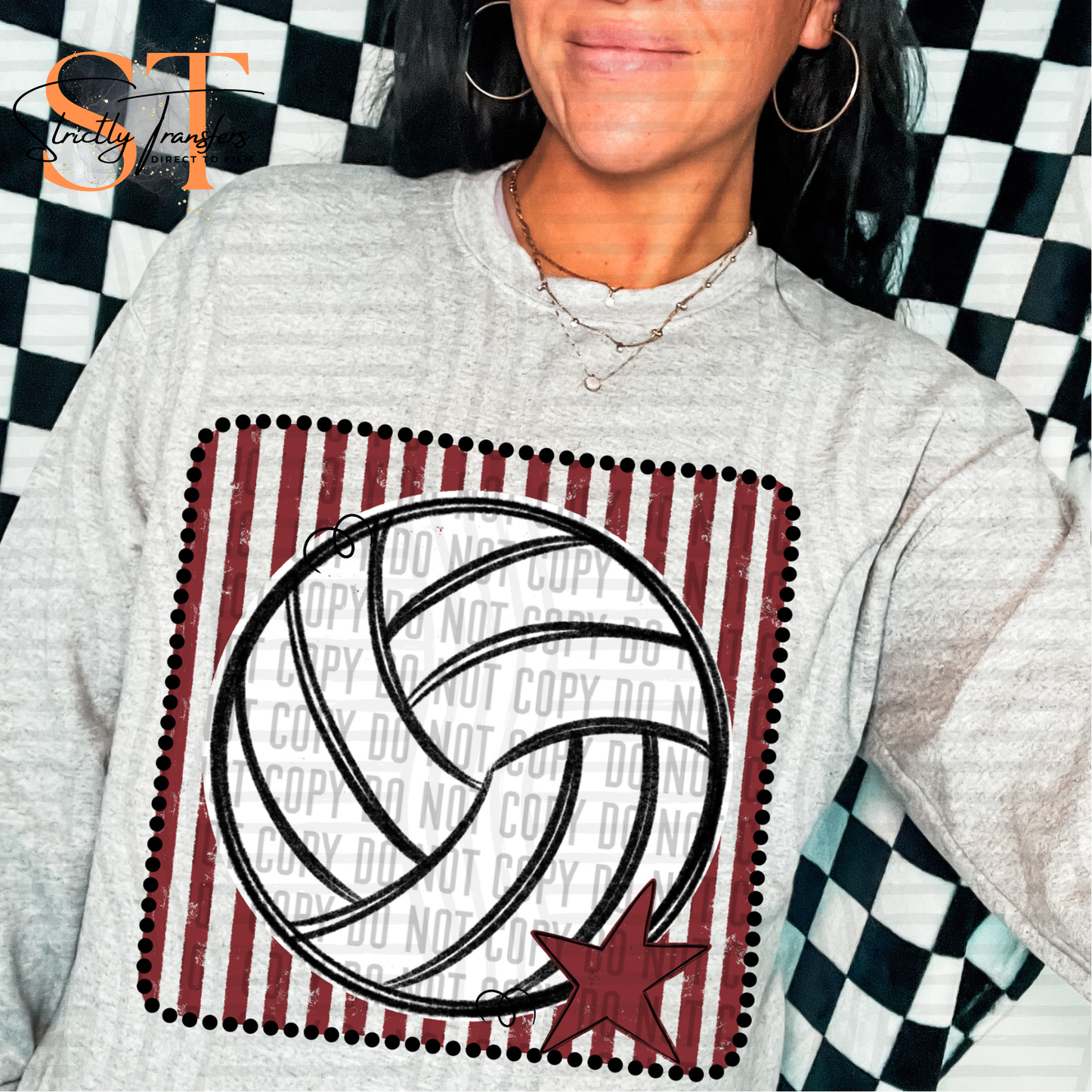 Distressed Volleyball Squares- Multiple Colors Direct to Film Transfers